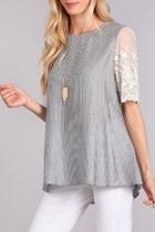  Lace Striped Top