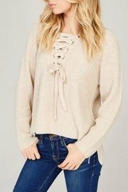  Cream Lace-up Sweater