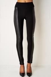  Black Leather Detail Leggings