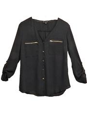  Black Gold-zipper Top