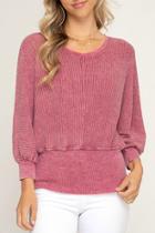  3/4 Sleeve Washed Knit Top