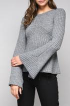  Bell Sleeve Sweater With Rib Details