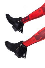  Fringed Black Booties