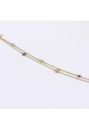  14k Yellow Gold Double Strand Multi Color Gemstone Flower Tennis Bracelet 8 Citrine Amethyst Peridot Topaz