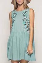  Embroidered Mint Dress