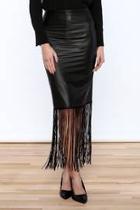  Faux Leather Fringe Skirt