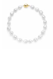  Les Trois Corniches Large White Baroque Freshwater Pearl Necklace ~ Gold Clasp ~ 16 Inches