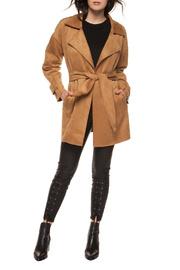  Faux Suede Self Sash Trench Coat