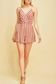  Striped V-neck Romper