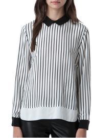  Striped Collared Top