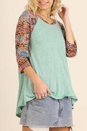  Tribal Print Baseball Top