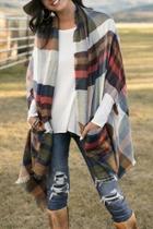  Plaid Pocket Poncho-scarf