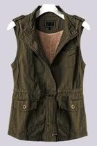  Olive Faux-fur Vest