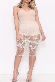  Strapless Nude Mesh Dress