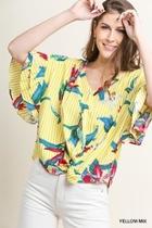  Tropical-floral V-neck Blouse