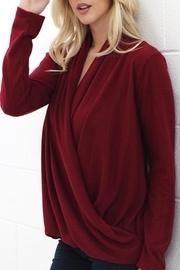  Burgundy Cross-drape Blouse