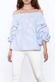  Stripe Balloon Sleeve Top