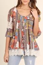  Orange Print Top