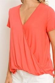  Coral Faux-wrap Top