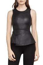  Faux-leather Peplum Top