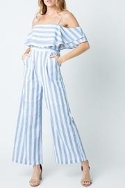  Striped Off-the-shoulder Jumpsuit