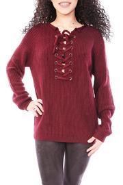  Wine Lace Up Sweater