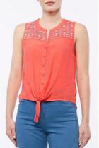  Coral Embroidered Tank