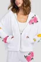  White Floral Hooded Sweater
