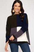  Colorblock Chenille Sweater
