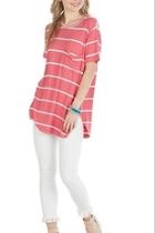  Coral Stripe Top