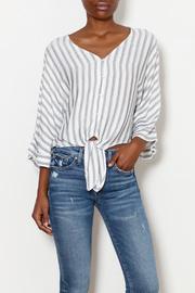  Stripe Tie Front Blouse