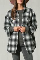  Long Sleeve Collared Checkered Jacket With Padding