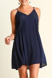  Navy Lace-bodice Dress