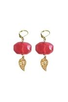  Cherry-quartz Leaf Earrings
