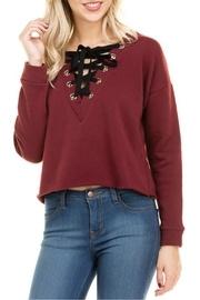  Burgundy Laceup Sweater
