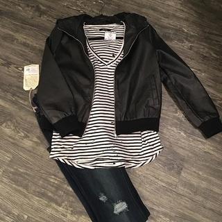  Black Hooded Faux Leather Bomber Jacket