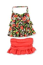  Foral Ruffled Tankini