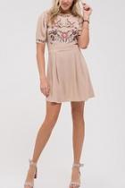  Pleated Embroidered Dress