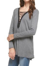  Grey Lace Up Tunic