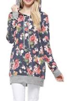 Navy Floral Hoodie