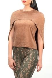  Faux-suede Cape Blouse