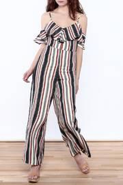  Cold-shoulder Stripe Jumpsuit