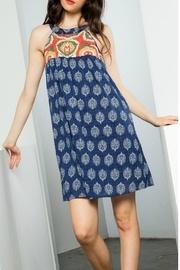  Printed Halter Dress With Embroidery
