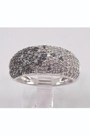  White Gold 3/4 Ct Black Diamond Cluster Wedding Ring Dome, Band Size 7
