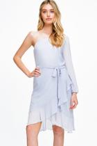  One Shoulder Tie Waist Midi Dress