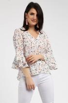  Floral Bell-sleeved Top