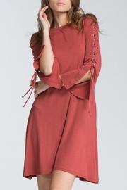 Rust Lace-sleeve Dress