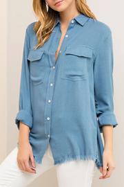 Fringe Hem Button Shirt
