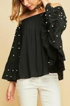  Off-shoulder Pearled Top