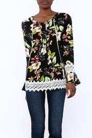  Black Floral Top With Lace Trim